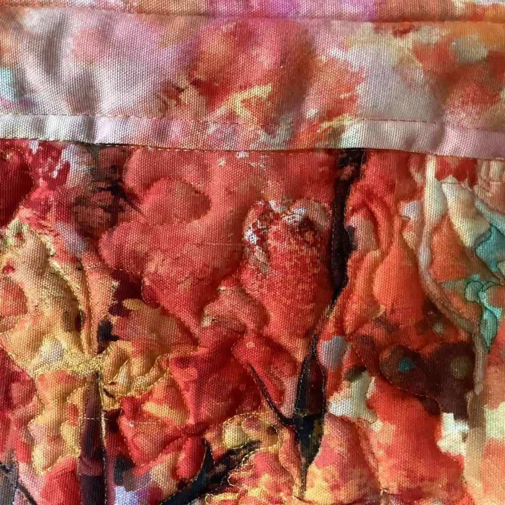 NWT. Hand Crafted Colorful Quilted Forest Wall Art Quilt